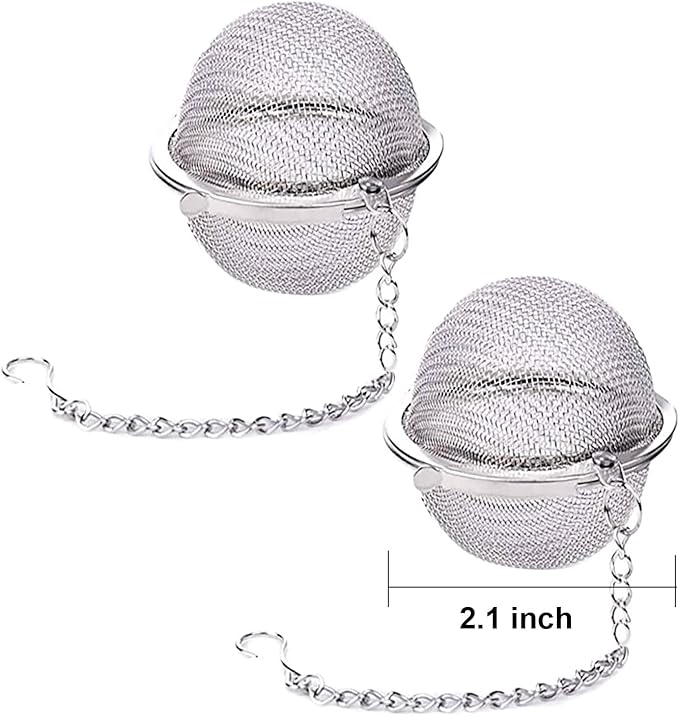Tea Ball Strainer - 2 Pcs Stainless Steel, Tea Balls, 2.1 Inch Tea Infusers for Tea Steeper, Loose Tea, Tea Infuser for Tea Filter Herbal Spices Seasonings