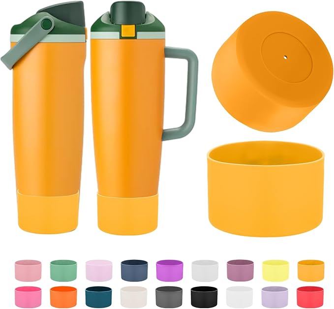Mity rain 2PCS Protective Silicone Boots for Owala 30oz & 40oz FreeSip Sway Bottles & Tumblers - Accessories for owala, Enhances Stability & Prevents Scratches (Golden Yellow) Mityrain
