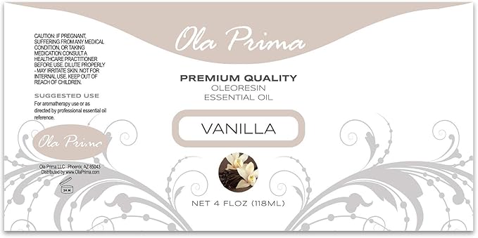 Ola Prima Oils Vanilla Essential Oil 4 oz - Vanilla Essential Oil for Diffuser, Candles, Soap Making, Aromatherapy, and Skin - Bloomnest