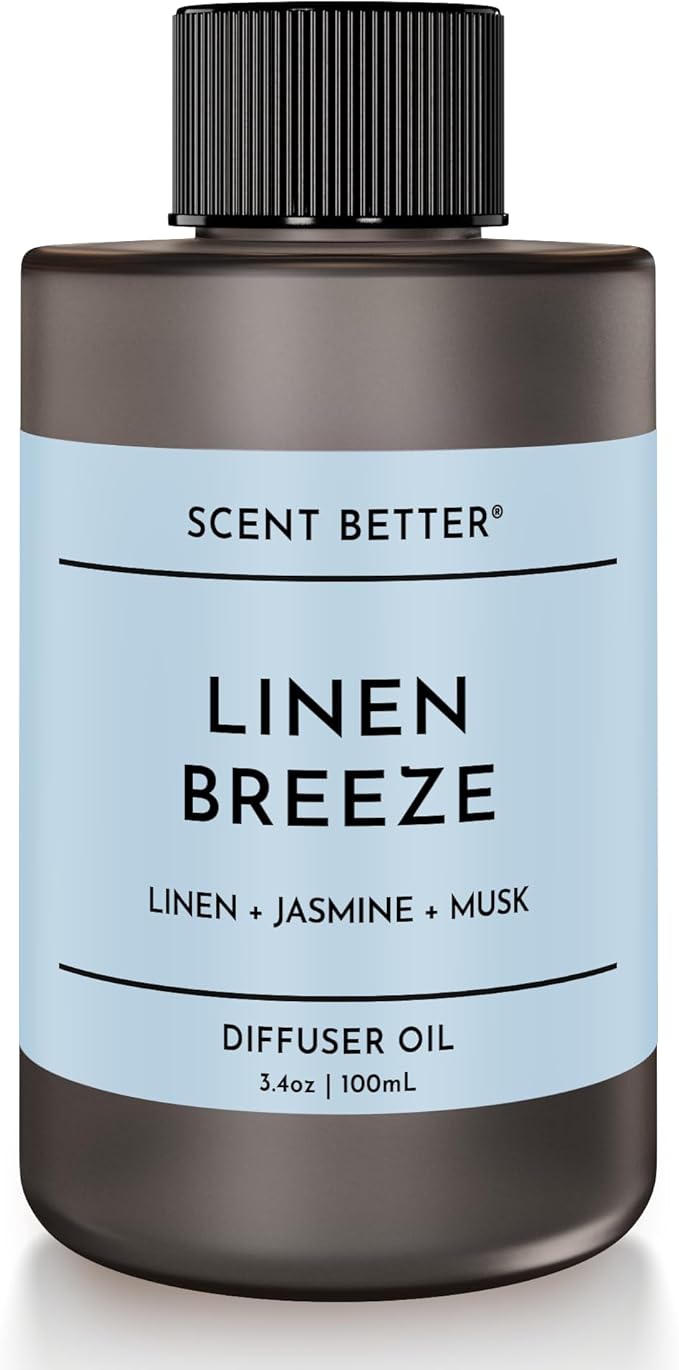 Scent Better Linen Breeze Aroma Essential Oil Blend: an Aromatherapy Blend of Linen, Jasmine, and Musk for Ultrasonic Diffusers & Nebulizers (3.3 Fl Oz, 100 mL) - Bloomnest