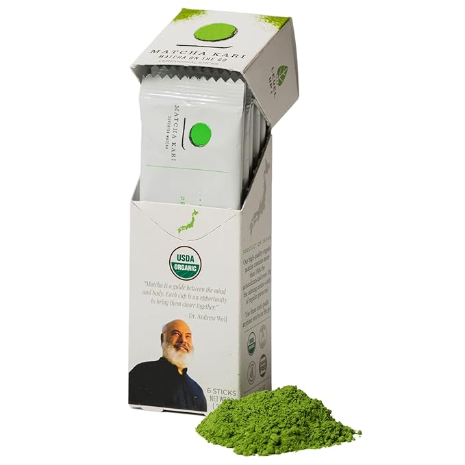 Matcha Green Tea Powder Single Serving Sticks, Dr. Weil's Ceremonial Organic Matcha Powder Singles Packets - Individual Tea Packets (6) - Bloomnest