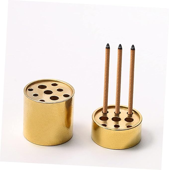 VOSAREA 4pcs Incense Stick Cone Incense Burner Waterfall Burner Base Multi-Hole Holders Brass Tower Golden Copper Conical