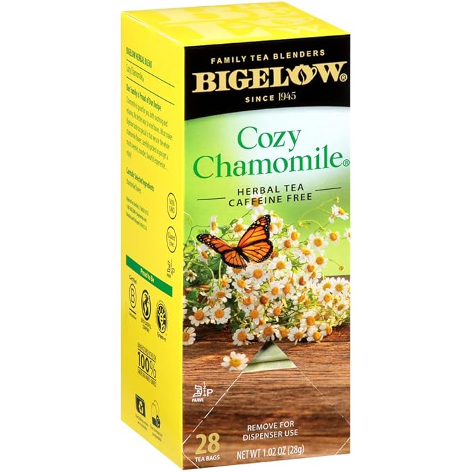 Bigelow Cozy Chamomile Herbal Tea Bags 28-Count Box (Pack of 3) Chamamile Tea Bags Relaxing Herbal Tea All Natural Gluten Free - Bloomnest