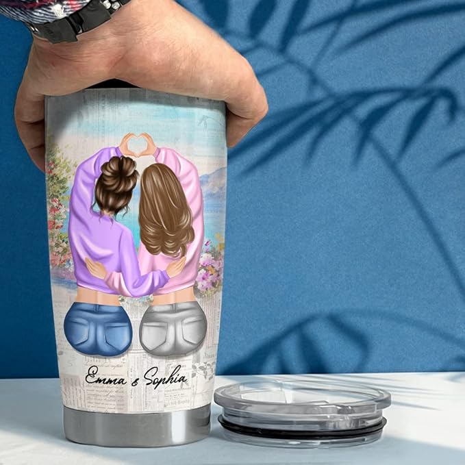 SANDJEST Personalized Best Friend Tumbler 20oz & 30oz with Lid - Gift for Best Friends, Women, Girls, Sister - Christmas, Birthday - Bloomnest