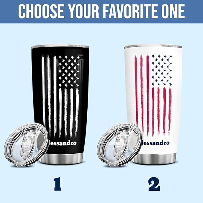 winorax American Flag Tumbler 20oz 30oz Double Wall Vacuum Stainless Steel Insulated Tumblers Coffee Travel Mug Cup With Lid USA Birthday 4th of July Cups For Men Women Custom Name - Bloomnest