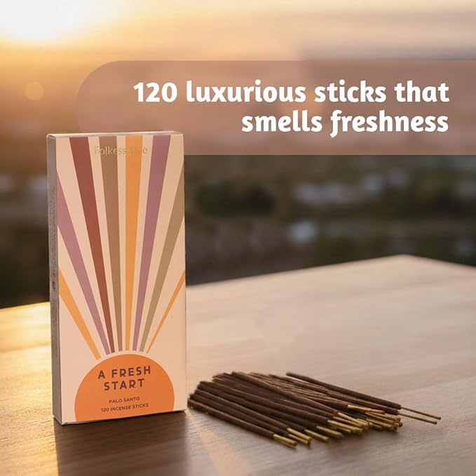 Folkulture Palo Santo Incense Sticks (120 Sticks) | Palo Santo Fresh Scent Insence-Sticks for Aromatherapy, Yoga, Room Freshener Gifts |No Charcoal,Non Toxic, 45 Mins, Long Burning Inscents-Sticks