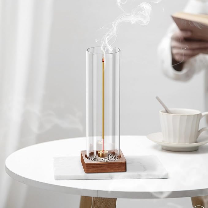 1 Pack Incense Holder for Sticks, Insence-Stick Holder Ash Catcher with Removable Glass, Anti-Ash Flying Mess-Free Incense Burner Holder, Perfect for Meditation Yoga Relaxation, Home Decor - Bloomnest