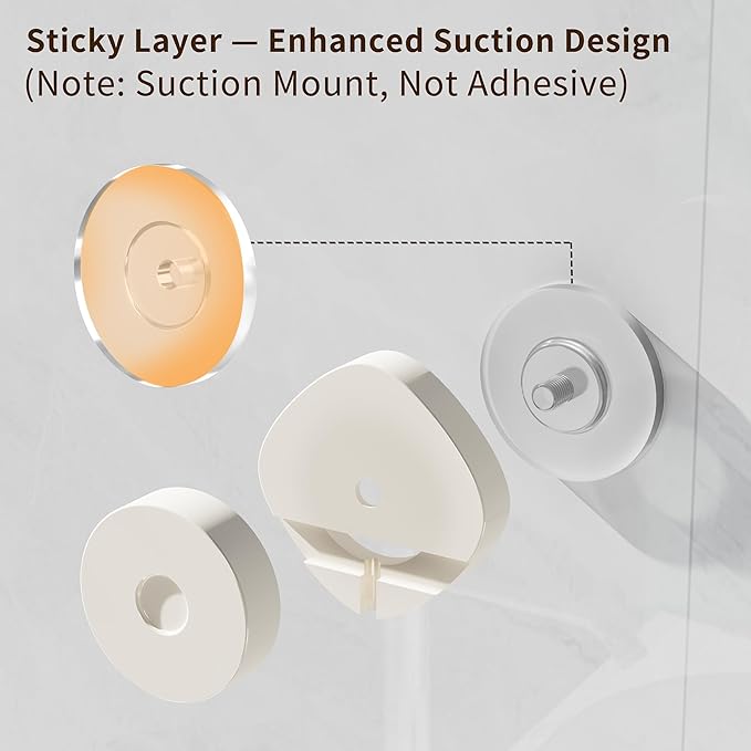 KEGII Shower Caddy Suction Cup with Hooks, Large Capacity Shower Suction Shelf, Heavy Duty Bathroom Organizer, No Drilling Stainless Steel Shampoo Holder for Bathroom Storage, Cream White - Bloomnest