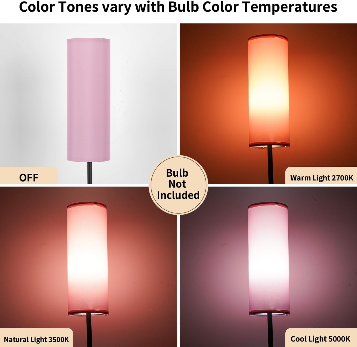 FRIDEKO HOME Floor Lamp with Pink Shade, Simple Design with Foot Pedal Switch, Small Tall Lamps for Living Room Bedroom Office, Corner Floor Stand Light with Black Pole Lamp (No Bulb/No Remote)