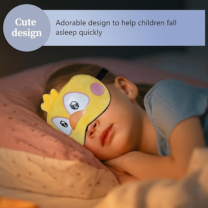 Cute Sleep Masks Cartoon Animal Eye Mask Plush Sleeping Mask & Travel Blindfold - Funny Novelty Eye Shade for Kids, Girls & Adults (Chick) - Bloomnest
