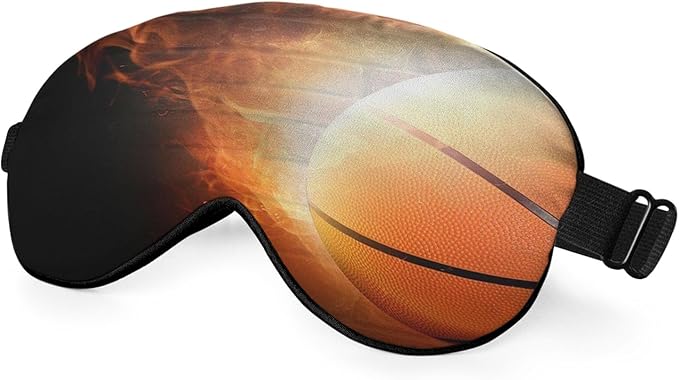 Fire Basketball Sleep Eye Mask Wall Funny Basketball Sports Silk Eye Mask Sleeping Soft Eye Shade Cover for Men Women Boy Girl Airplane Travel with Elastic Strap - Bloomnest