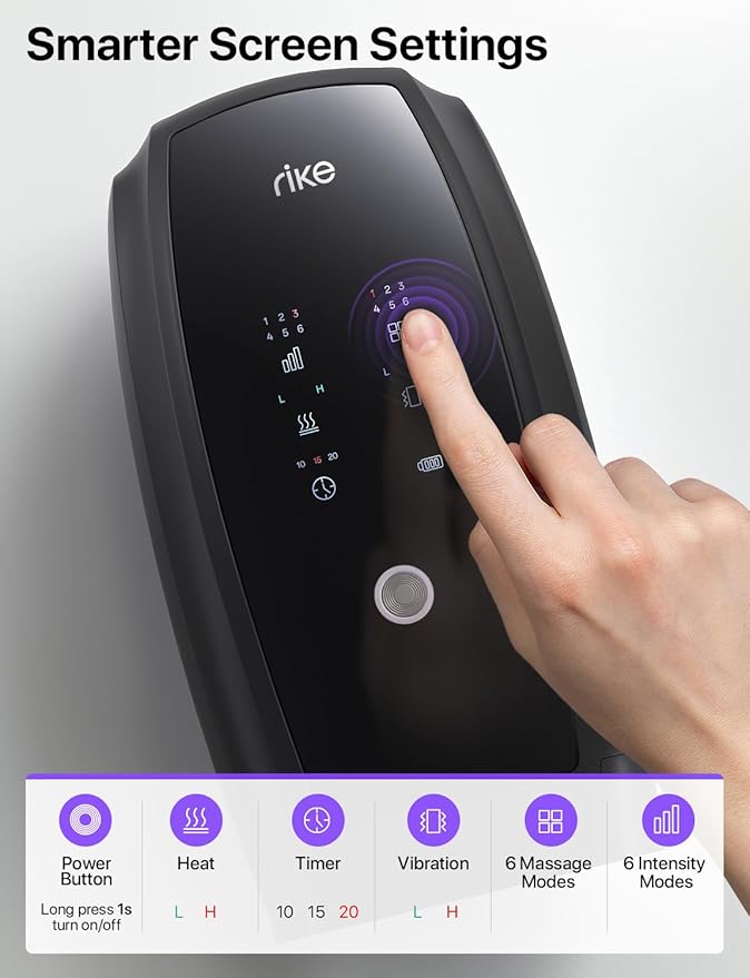 RIKE Hand Massager, 6 Modes 6 Intensities Hand Massager with Heat and Compression Arthritis and Carpal Tunnel, Birthday Gifts for Women Men (Black) - Bloomnest