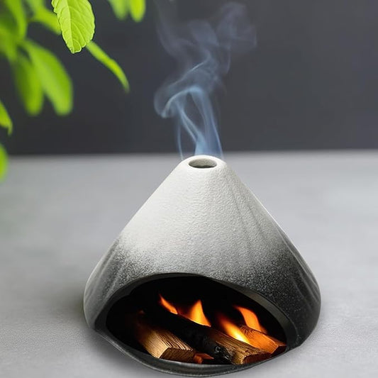 Ceramic Palo Santo Holder,Fuji Mountain Shape Incense Stick Burner for Yoga,Meditation,and Energy Cleansing Shower, Anxiety Relief for Women,Meditation with Gift Box (Black and White) - Bloomnest