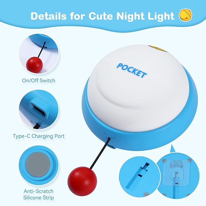 Night Light Cute for Kids, 3-Level Dimmable Night Lamp Wall Mounted, Silicone Squishy Light Up Gifts, Rechargeable Bedside Touch Lamp for Breastfeeding Toddler Baby Kids Decor - Bloomnest