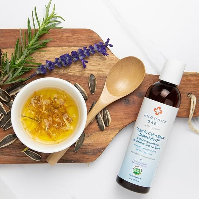 Shoosha Organic Calendula Oil Fragrance Free, for Babies, Real Calendula Oil, Calendula Massage Oil Moisturizer, Hypoallergenic, Gluten-Free, 100% Biodegradable - Bloomnest