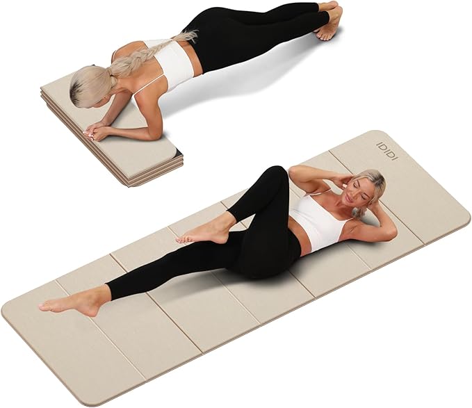 Foldable Yoga Mat Extra Thick 0.32 Inches Eco-Friendly POE Material, Non-Slip Design Fitness Mats, Multi-Purpose Workout Mats For Studio or Home Use (71 x 24 x 0.32 inches） - Bloomnest