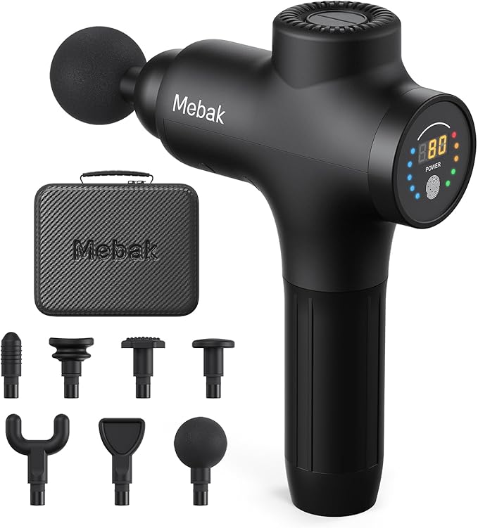 Mebak 3 Massage Gun, Massage Gun Deep Tissue for Athletes, Professional Muscle Percussion Massager, Massager for Shoulder Leg Back Body Pain Relief, Quiet Portable Sport Tool, Gifts for Him - Bloomnest