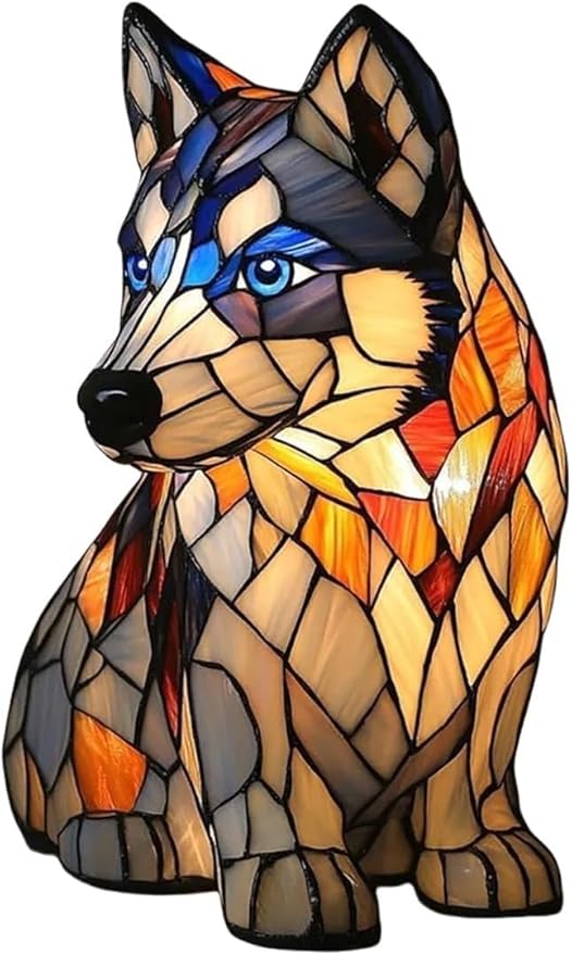 Atlodas Siberian Husky Lamp, Dogs Stained Resin Tabletop Night Light, Dog Series Art Night Light, Dog Stained Glass Lamp, 3D Cute Pet Themed LED Table Lamps, Gift for Lovers (#16) - Bloomnest