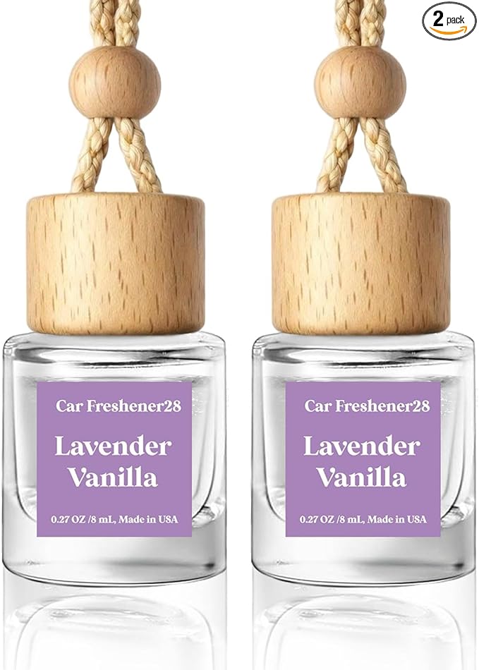 HoogaLife Car Air Freshener Diffuser 2 Pack Hanging Air Freshener Diffuser -Lavender Vanilla Fragrance Oil Air D iffuser for Car, 45+ days Long Lasting Fragrance Made in USA C ar Air Fresheners (L28) - Bloomnest