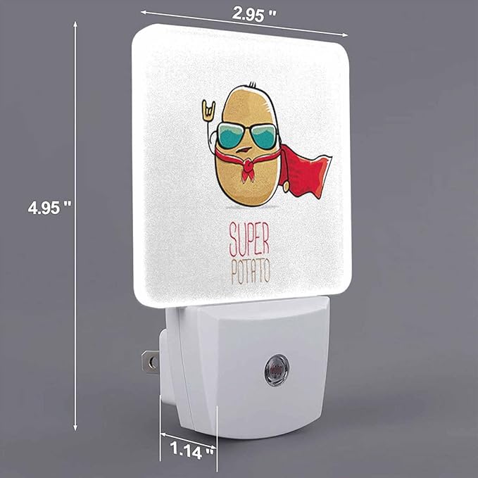LED Night Light,Funny Cartoon Cute Brown Potato with Red Cape LED Night Light Plug into Wall with Dusk to Dawn Light Sensor White Energy Efficient Nightlight for Bedroom Hallway Living Room - Bloomnest