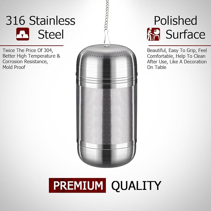 Tea Infuser For Loose Leaf Tea Drinkers, Extra Fine Mesh Tea Strainers 316 Stainless Steel, Tea Steeper, Tea Filter, Tea Diffuser For Rooibos/Black Tea/Herbs/Spices By Iruerti KTAD, 1.8*1.8*3.66'' (M) - Bloomnest