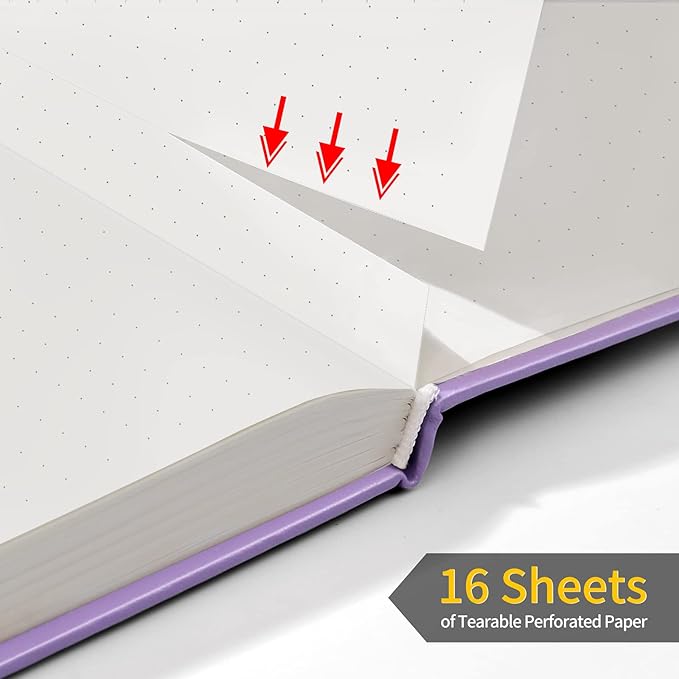 Annecy Numbered Bullet Dotted Journal Notebook, Medium 5.5x 8.25, 160 Pages 100GSM Writing Paper, A5 Purple Faux Leather Cover with Pen Loop - Bloomnest