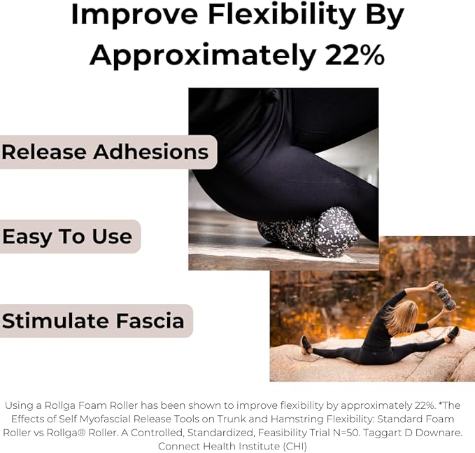 Rollga POINT - The Better Foam Roller for Physical Therapy. Deep Tissue Massage Roller for Muscle Recovery, Back Pain Relief & Flexibility. Yoga & Pilates Exercise Roller. Beginner & Athlete Approved. - Bloomnest