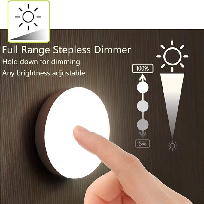 Mini Touch Light, Rechargeable Battery Operated Closet Lights Wardrobe Lights, Magnetic Stick-on Anywhere LED Night Light, Wireless Under Cabinet Lighting, Dimmable Tap Push Light Lamp - Bloomnest