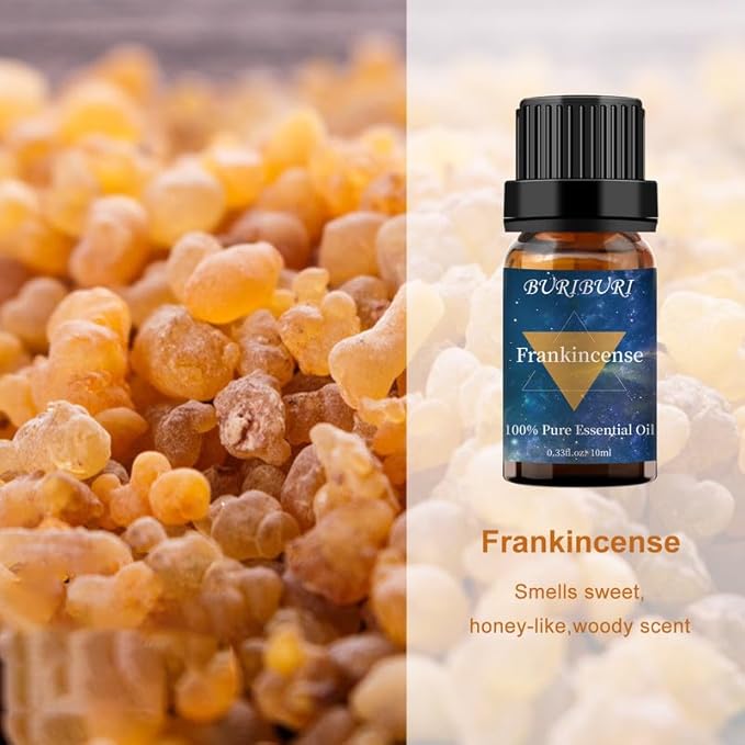 BURIBURI Frankincense Oil and Myrrh Essential Oils Gift Set, 100% Pure, Natural, Organic Aromatherapy Frankincense Fragrance Oils for Diffuser, Massage - 2 x 10ML BURIBURI