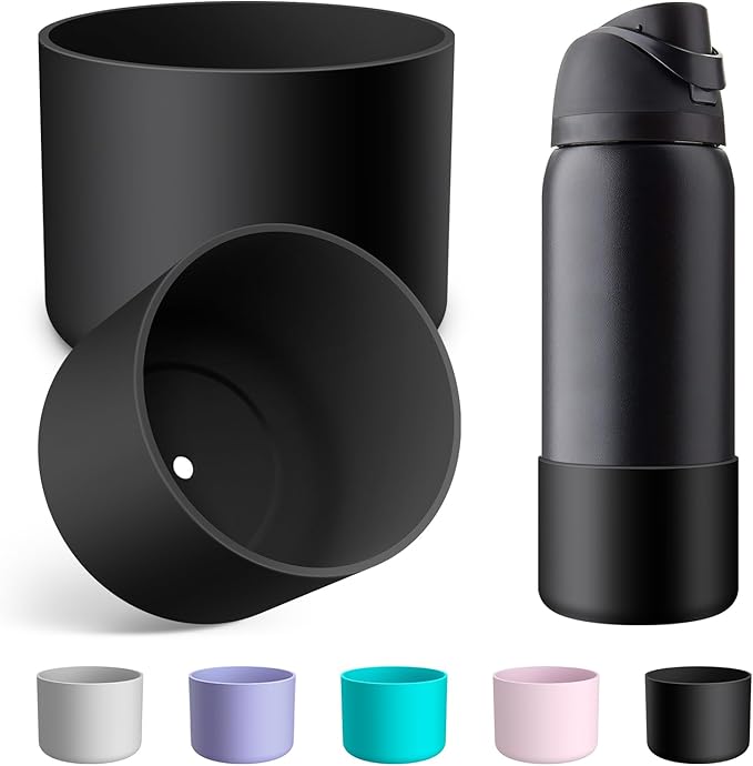 2PCS Silicone Water Bottle Boot for Owala 24oz 32oz 40oz, Anti-Slip Protective Sleeve Bottom Bumper Protector for FreeSip, Twist, and Flip Stainless Steel Water Bottles Alwenid