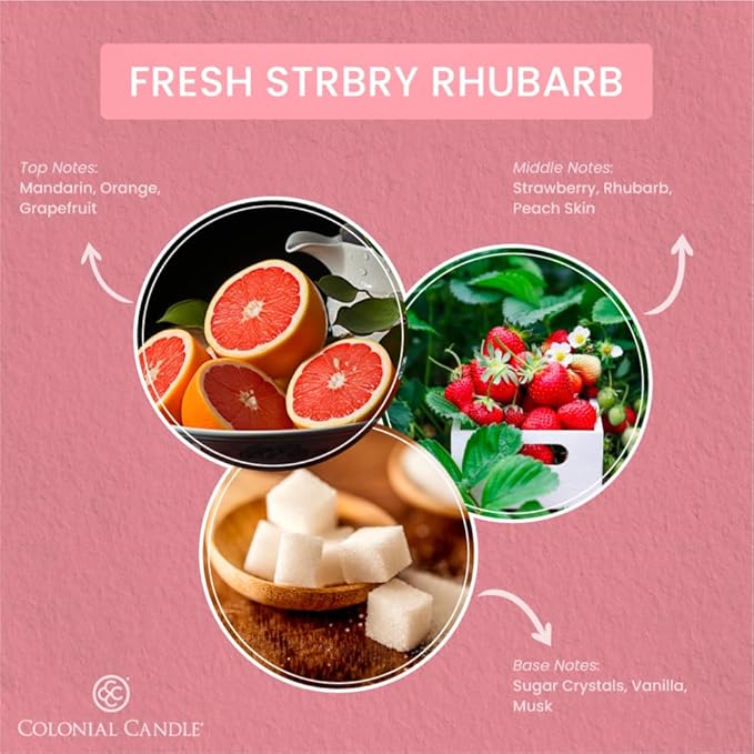 Colonial Candle Fresh Strawberry Rhubarb Scented Jar Candle, 2 Wick, 3.5 oz, Mottled Wax Candle - Bloomnest
