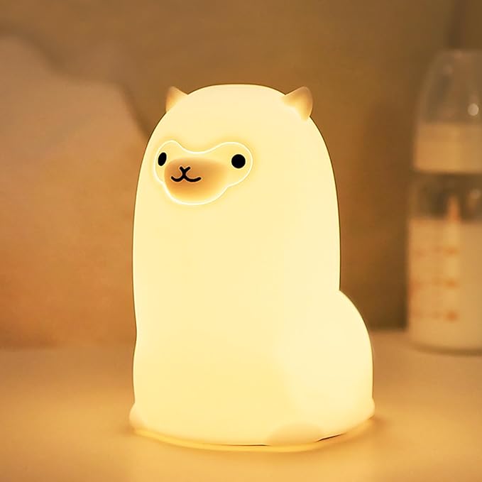 Tremdwoto Alpaca Night Light for Kids，7 Color Baby Nightlight with Touch Control & 1H Timer, Battery Operated Soft Animal Night Light for Nursery, Toddler Room Decor, Gift for Girls, Boys, Women - Bloomnest