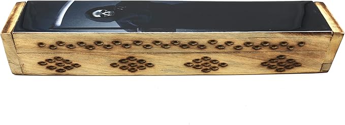 SOUL STICKS Handmade Carved Incense Burner Wooden Coffin Box with Storage Includes Go Away Evil Incense Sticks (Grim Reaper) - Bloomnest