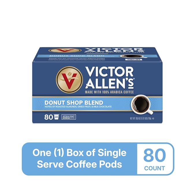 Victor Allen's Coffee Donut Shop Blend, Medium Roast, 80 Count, Single Serve Coffee Pods for Keurig K-Cup Brewers - Bloomnest