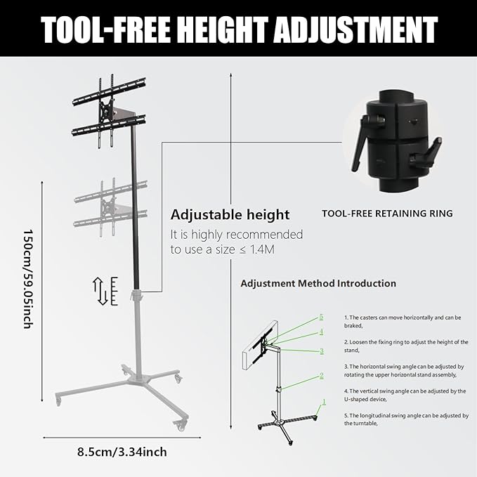Red Light Therapy Stand, Universal Stand for Red Light Therapy Panel Stand Near Infrared Light Stand LED Therapy Devices Mobile Hanging Bracket Lamp Holder, Adjustable Height & Any Angle, Wheel Locks