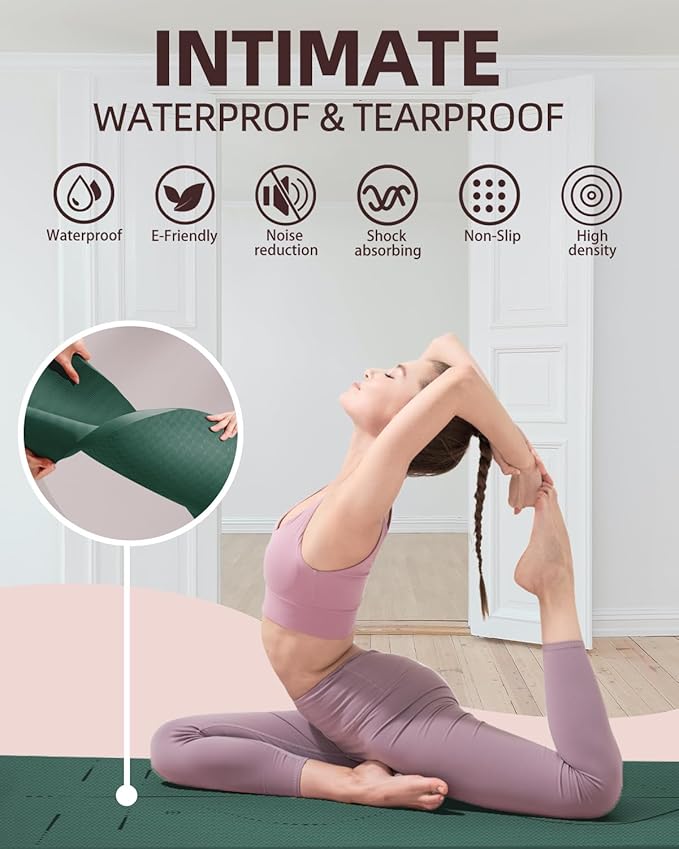 YOTTOY Yoga Mat, 72"x 32"x1/3" Extra Wide Non-Slip Exercise Fitness Yoga Mats,Eco-Friendly TPE Exercise Mats for Women Men Home Workout with Strap Bag - Bloomnest