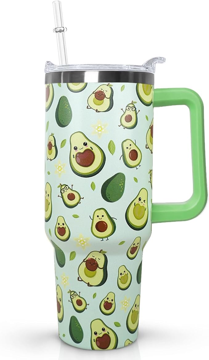 Ceovfoi 40 Oz Avocado Tumbler With Handle,Avocado Coffee Travel Mug Cup Water Bottle,Avocado Gifts for Women,Avocado Decor Stuff Accessories - Bloomnest