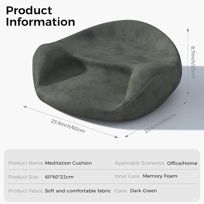 Meditation Cushion & Floor Pillow Seat - No More Numb Legs Comfortable Memory Foam Sitting for Adult, idea for Reading, Yoga. - Bloomnest