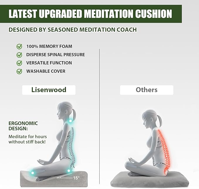 Meditation Cushion - Floor Pillow, Enlarge High Density Extremely Firm, Large Big Foam Floor Cushion Seating for Adults - Premium Yoga Pillows for Adults Gifts for Women, Men,Gray - Bloomnest