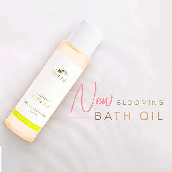 Pure Fiji Bath Oil, Conditioning Body Moisturizer with Natural Ingredients Bath Essential for Women Moisturizing Bath & Body Oil - Coconut Lime Blossom (8oz/236ml)