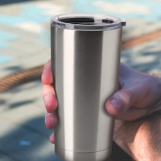 HASLE OUTFITTERS 20oz Stainless Steel Tumblers Bulk, Insulated Travel Cup with Lid, Double Wall Vacuum Coffee Mug for Cold & Hot Drinks 4 Pack, Silver - Bloomnest