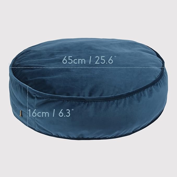 Velvet Floor Pillows Round Chair Cushion Couch Throw Pillow Soft Pouf Seat Mattress Bean Bag for Reading Nook Play Room (25.6", Teal)