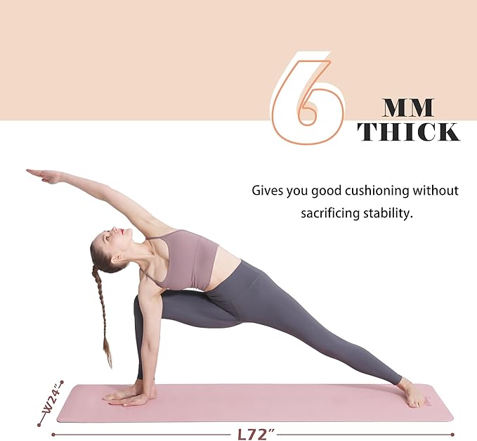 Yoga Mat Non Slip, Pilates Fitness Mats, Eco Friendly, Anti-Tear 1/4" Thick Yoga Mats for Women, Exercise Mats for Home Workout with Carrying Sling and Storage Bag - Bloomnest