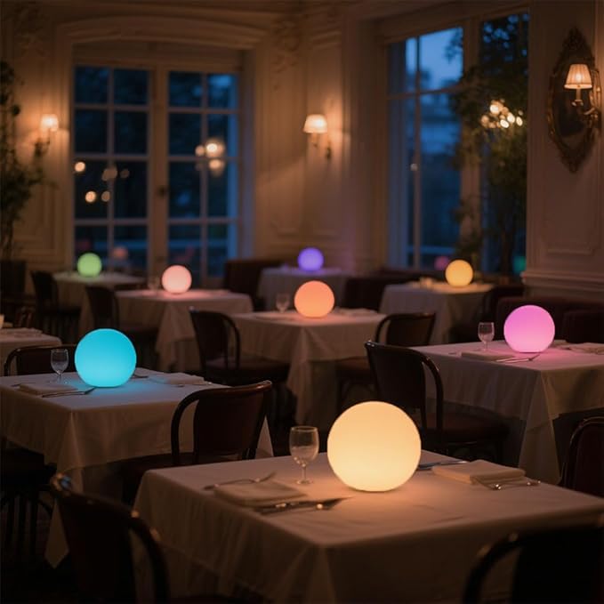 6-in Cordless LED Globe Orb Light for Kids, RGB Color Changing Orb Night Light Mood Lamp w/Remote, Rechargeable LED Ball Night Light Sphere Bedside Lamp, Ideal for Home Garden Patio Party Bar Decors - Bloomnest