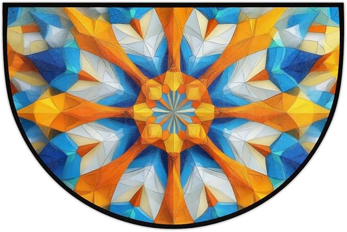 Half Round Door Mat, Multicolored Mandala Half Circle Rug for Home Decor Floor Indoor Outdoor Non-Slip Washable Half Moon Rug Doormat 36X24 Inch - Bloomnest