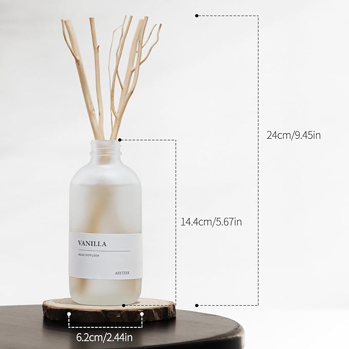Vanilla Reed Diffuser, 7.4oz(220ml) Orange Blossom Black Pepper Amber Essential Oils, Air Freshener for Home with Willow Branches Decor, Long Lasting Fragrance for Bathroom, Office (1-Pack) AEETEEKHOMEFRAGRANCE