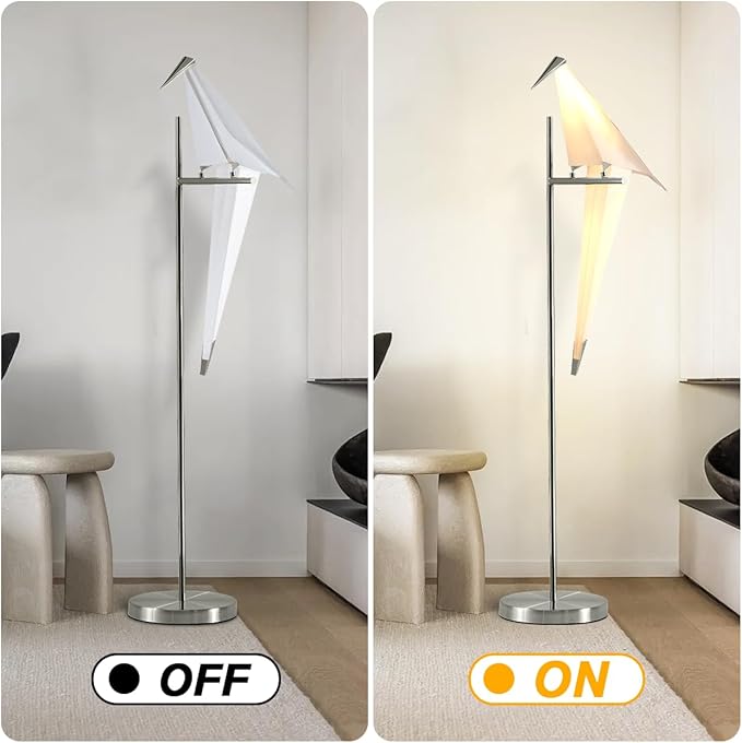 62-Inch Modern LED Bird Floor Lamp for Living Room, Modern Silver Standing Lamp with Bird Shade Floor Light Metal Fixtures for Bedroom Office - Bloomnest