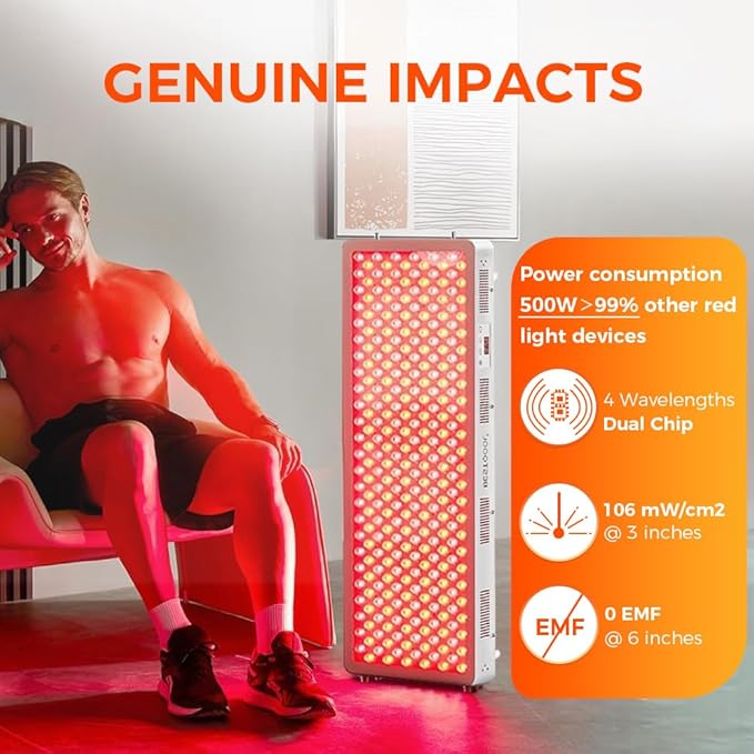 BestQool Red Light Therapy Device, 4 Wavelengths Full Body Infrared Red Light Therapy at Home, Elite Grade Dual Chip 300 LEDs, High Power, 500W. Modular Design. Bestqool