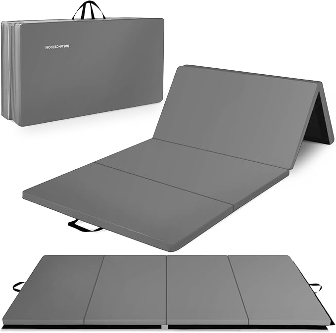 BalanceFrom 10x4 Feet 4-Panel Folding Gymnastics Mat – 2-Inch Thick Pad with Vinyl Surface and Carrying Handles for Tumbling, Yoga, Pilates, Home Workouts, and Martial Arts - Bloomnest