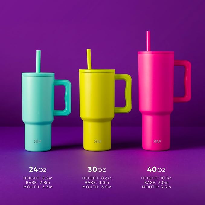 Simple Modern Kids 24 oz Tumbler with Handle and Silicone Straw Lid, Spill Proof & Leak Resistant, Reusable Stainless Steel Bottle, Trek Collection, Lime Checkmate (Pack of 12) - Bloomnest